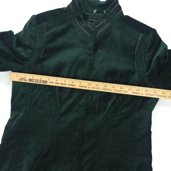 ELIE TAHARI Velvet Leather Military Jacket Boho French Girl Old Money Academia - Picture 4 of 12